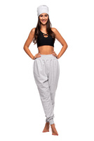 Dámské tepláky pánské dětské tepláky s nízkým sedem melanžové šedé