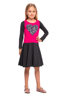 Šaty se srdcem fuchsiová grafitová