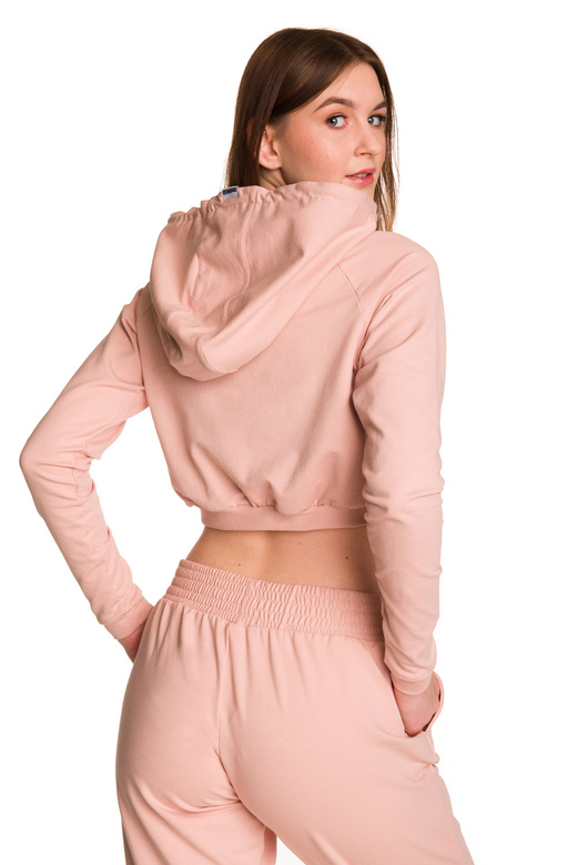 Dámská krátká mikina s velkou kapucí baby girl powder pink