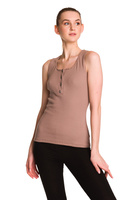 Dámská bavlněná pruhovaná halenka bez rukávů béžová