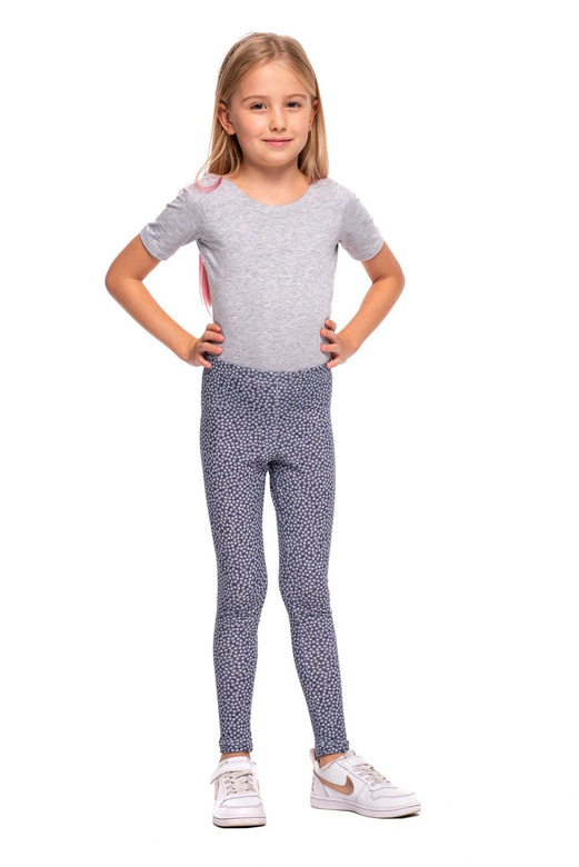 Dámské sportovní legíny dětské dlouhé v malých bílých květinách námořnická modrá