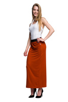 Viskózová sukně MAXI ve fitted střihu - rezavá