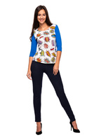 Halenka Košile s 3/4 rukávem a předním dílem WOW chrpová