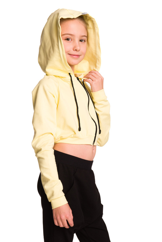 Dámská krátká mikina s velkou kapucí baby girl lemon
