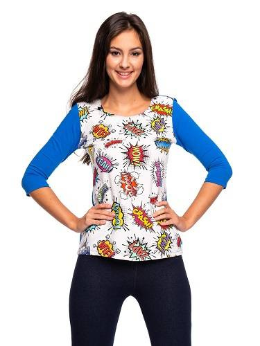 Halenka Košile s 3/4 rukávem a předním dílem WOW chrpová