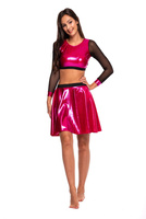 Dámský sportovní top pro dívky metallic shimmer s dlouhými rukávy mesh performance fuchsia