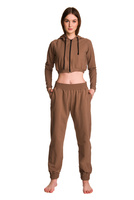 Dámská krátká mikina s velkou kapucí Dětská mikina pro dívky káva