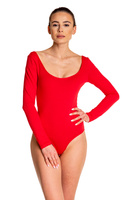 Dámské zeštíhlující body s dlouhými rukávy červené barvy