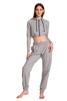 Dámská krátká mikina s velkou kapucí baby girl melange šedá