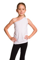 Asymetrická bavlněná halenka bez rukávů s jedním ramenem a šikmým výstřihem bílá