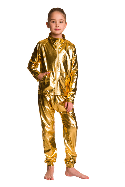 Třpytivá metalická mikina s dlouhými rukávy, stojáčkem na zip a kapsami zlatá Performance outfit