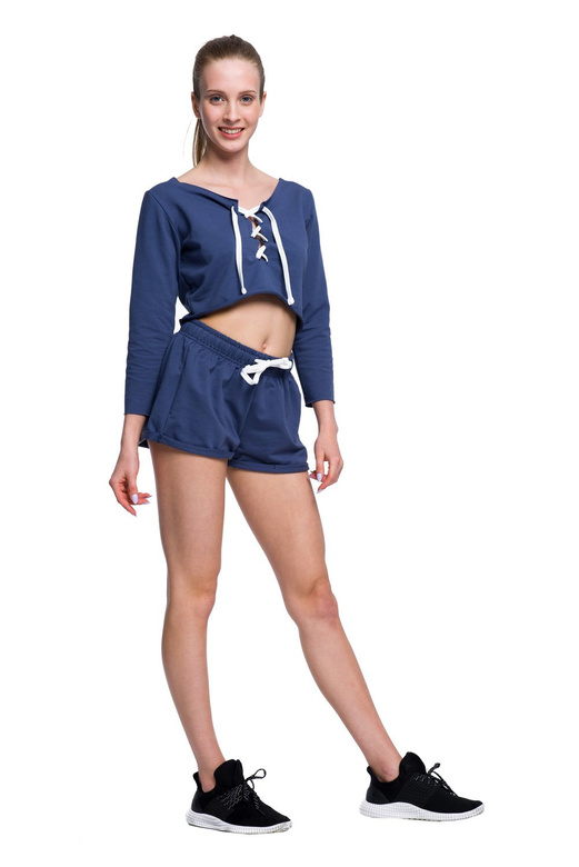 Sportovní krátká mikina fitness denim top