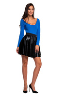 Kruhová sukně z ekokůže ČERNÁ