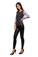 Halenka s dlouhým rukávem Tričko FLOWERS šedá grafitová