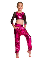 Dámský sportovní top pro dívky metallic shimmer s dlouhými rukávy mesh performance fuchsia